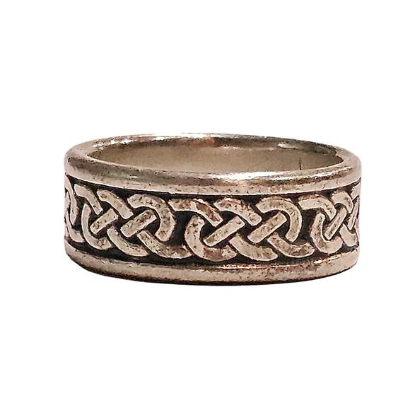 Men's Sterling Silver Celtic Knot Wedding Band Ring - Picture 1 of 3